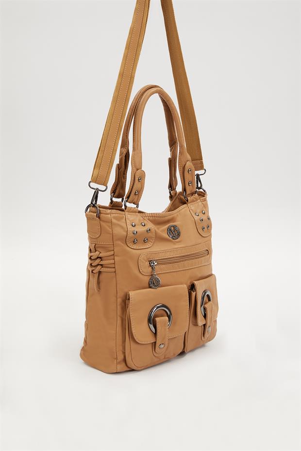 Vizon Kuş Gözü Detaylı Omuz Çantası