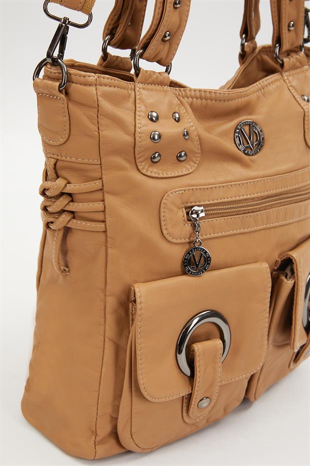 Vizon Kuş Gözü Detaylı Omuz Çantası