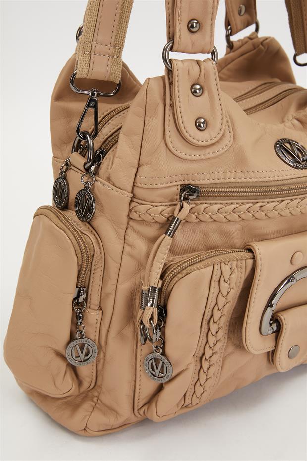 Vizon Kanguru Cep Detaylı Omuz Çantası