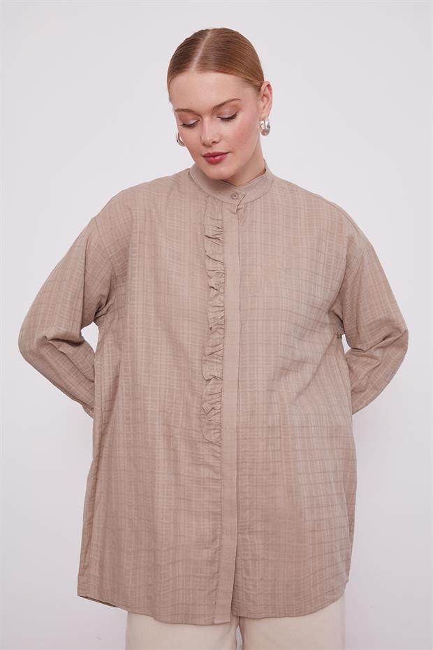 Vizon Patı Fırfırlı Gömlek