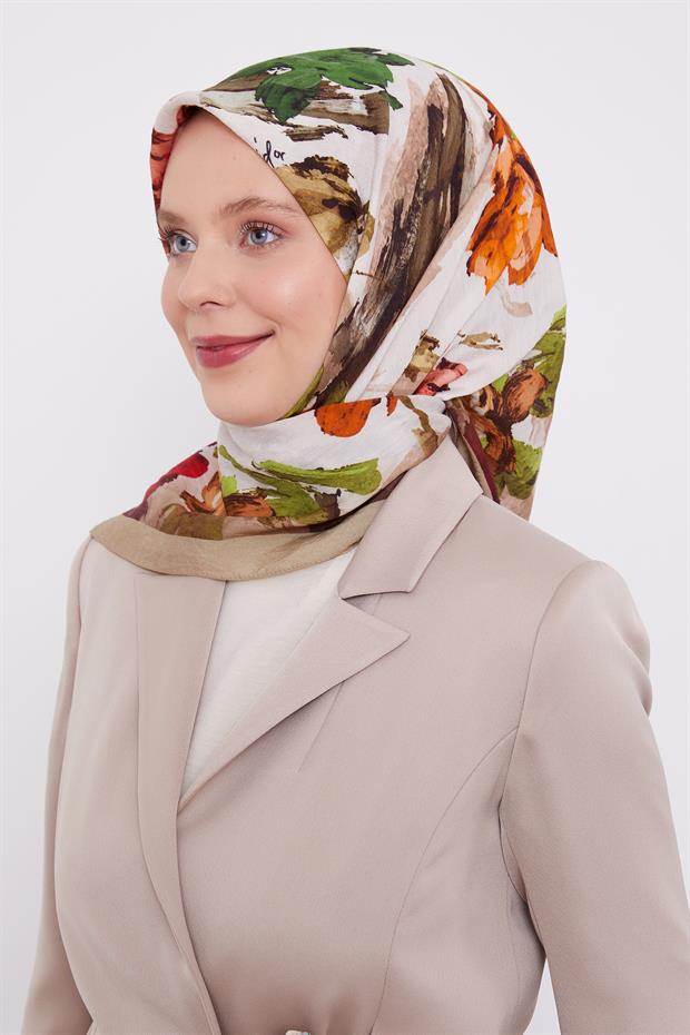 Vizon Soyut Desen Modal İpek Eşarp