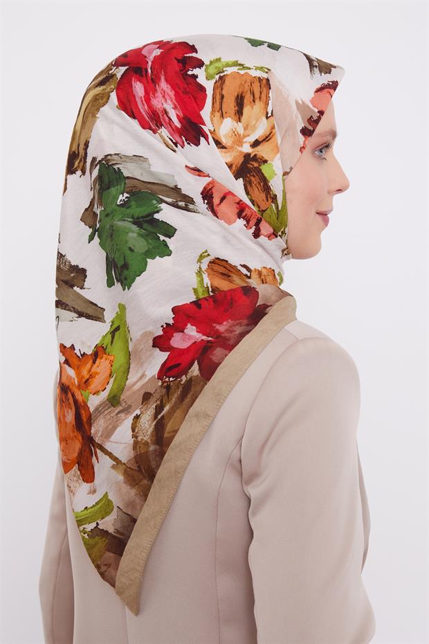 Vizon Soyut Desen Modal İpek Eşarp