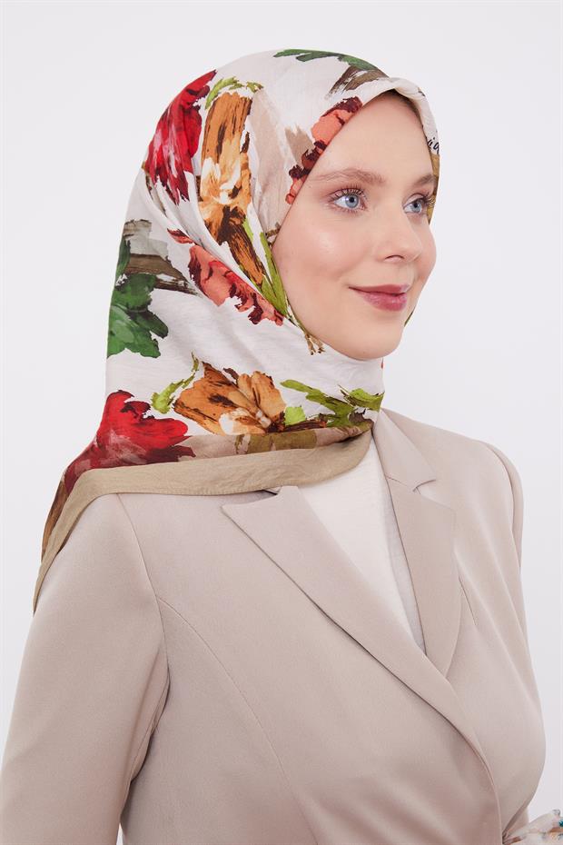 Vizon Soyut Desen Modal İpek Eşarp