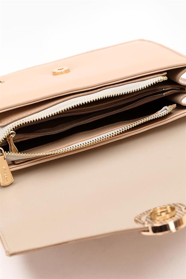 Vizon Zincir Askılı Çift Gözlü Omuz Çantası