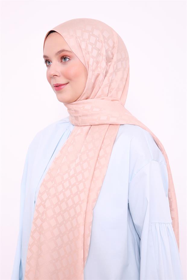 Yavruağzı Baklava Desen Blue Jakar Şal