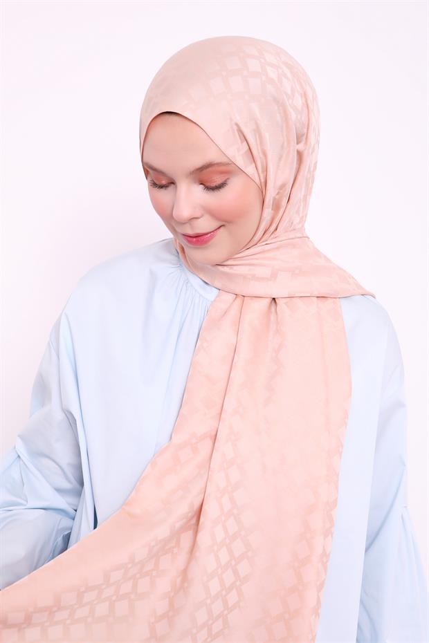 Yavruağzı Baklava Desen Blue Jakar Şal