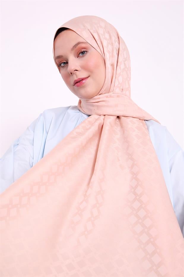 Yavruağzı Baklava Desen Blue Jakar Şal