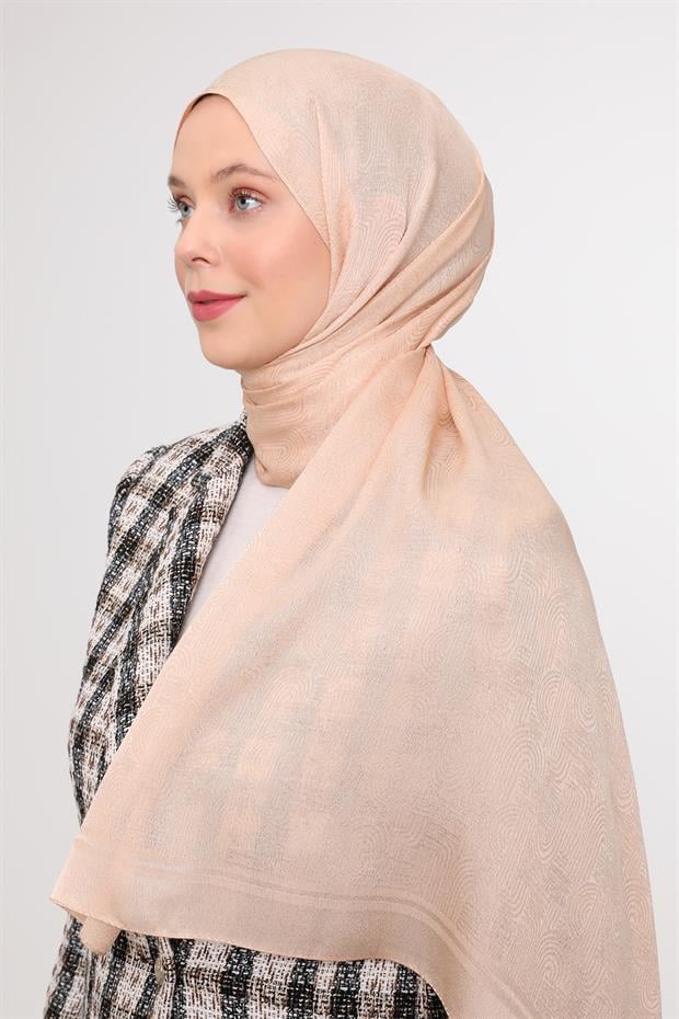 Yavruağzı Hologram Desen Jakarlı Janjan Şal