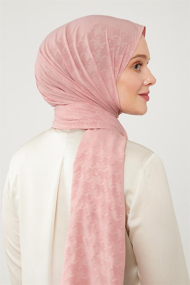 Yavruağzı Jakarlı Puzzle Desen Elegance Şal