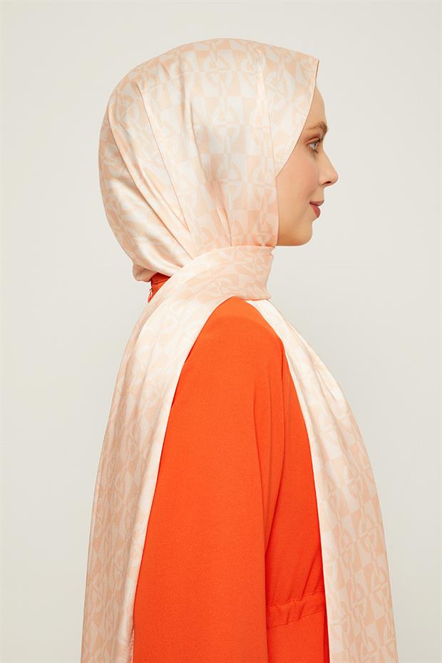 Yavruağzı Kare Çift Renkli Angel Şal