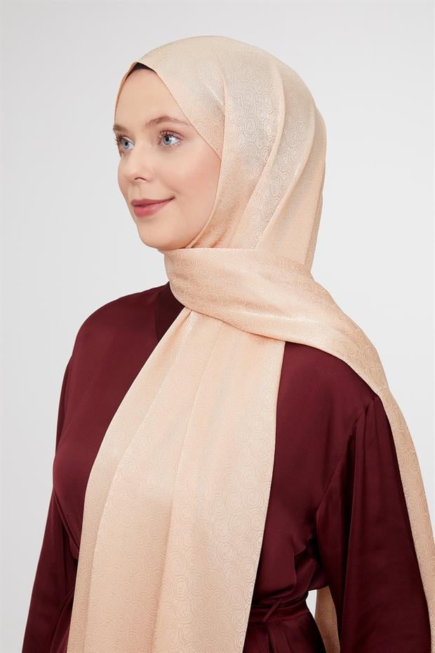 Yavruağzı Yuvarlak Desen Jakarlı Janjan Şal