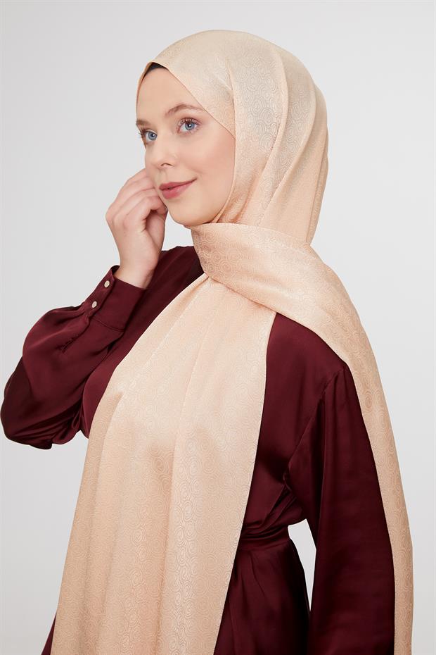 Yavruağzı Yuvarlak Desen Jakarlı Janjan Şal