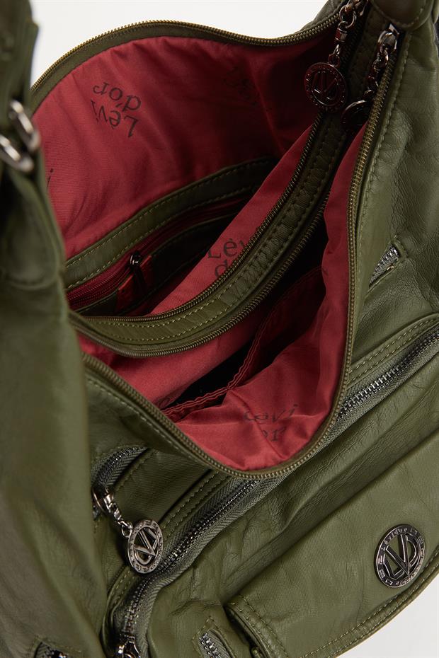 Yeşil Çok Cepli Omuz Çantası