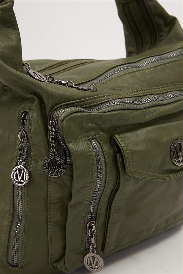 Yeşil Çok Cepli Omuz Çantası