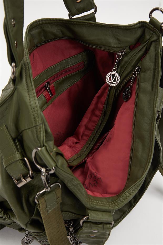 Yeşil Çepçik Detaylı Omuz Çantası