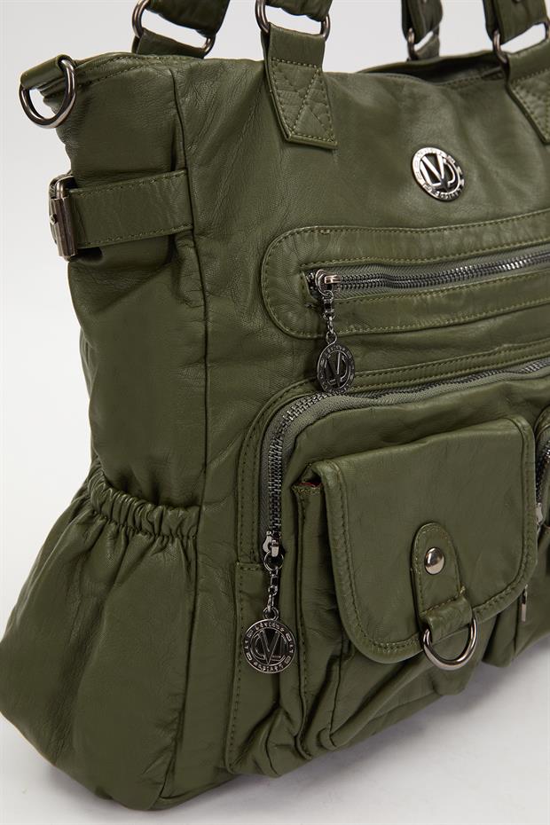 Yeşil Çepçik Detaylı Omuz Çantası