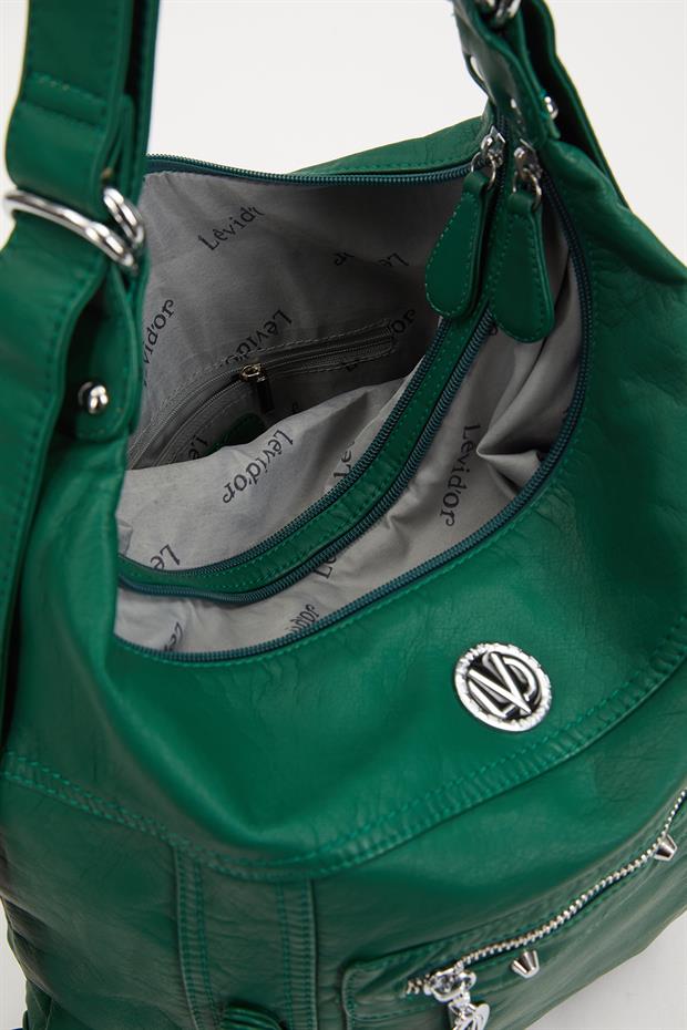 Yeşil Cepcik Gözlü Omuz Çantası