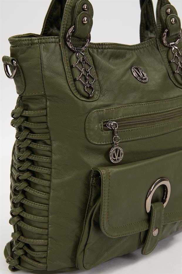 Yeşil Düğüm Detaylı Omuz Çantası