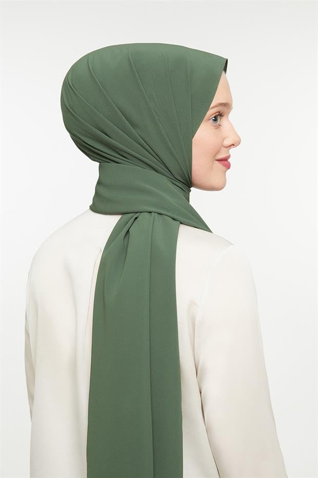 Yeşil Düz Medine İpeği Şal