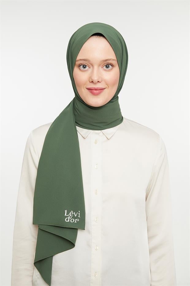 Yeşil Düz Medine İpeği Şal