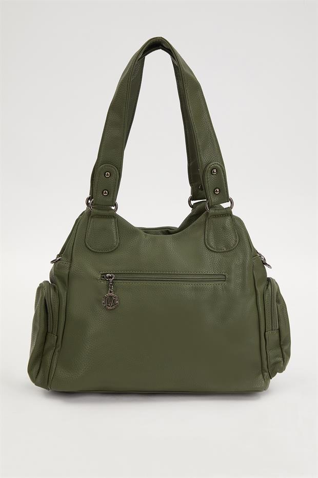 Yeşil Zımba Kemer Askılı Omuz Çantası