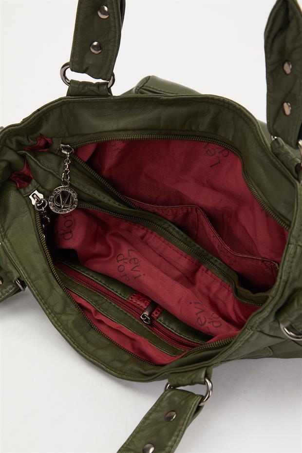 Yeşil Kuş Gözü Detaylı Omuz Çantası