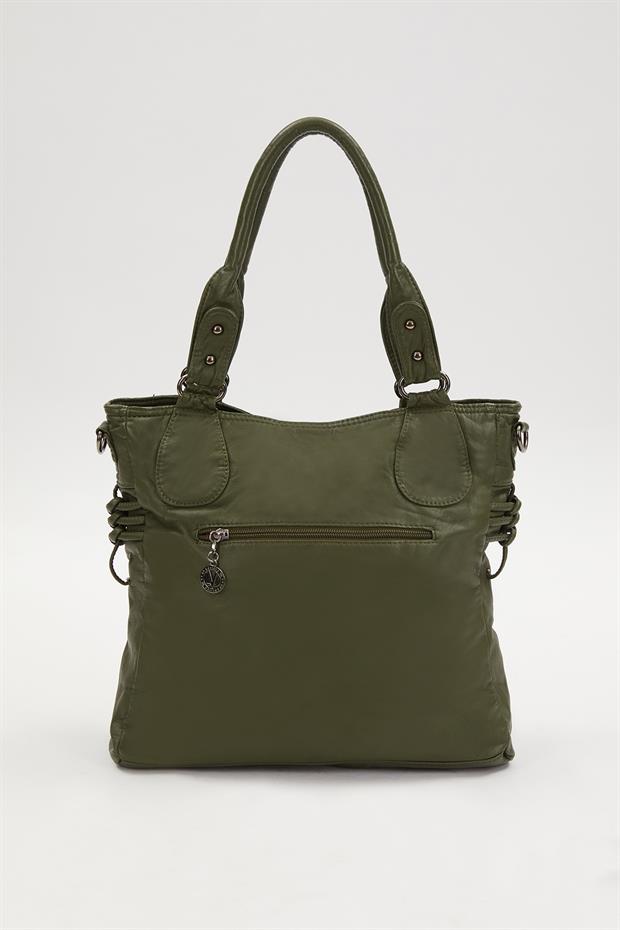 Yeşil Kuş Gözü Detaylı Omuz Çantası