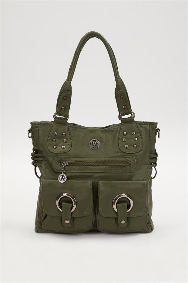 Yeşil Kuş Gözü Detaylı Omuz Çantası