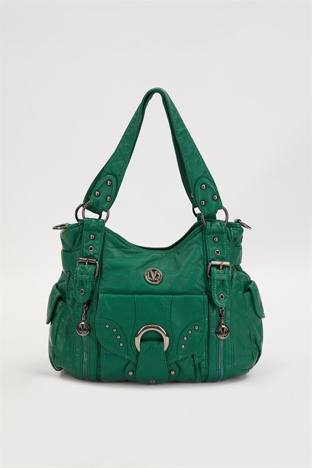 Yeşil Kuşgözü Detaylı Omuz Çantası