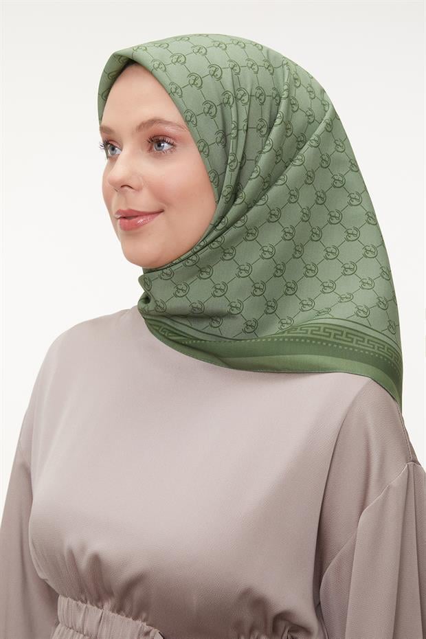 Yeşil L Desen Aura Eşarp