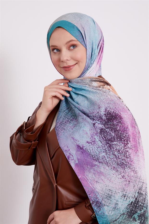 Yeşil Pul Desen Love Şal