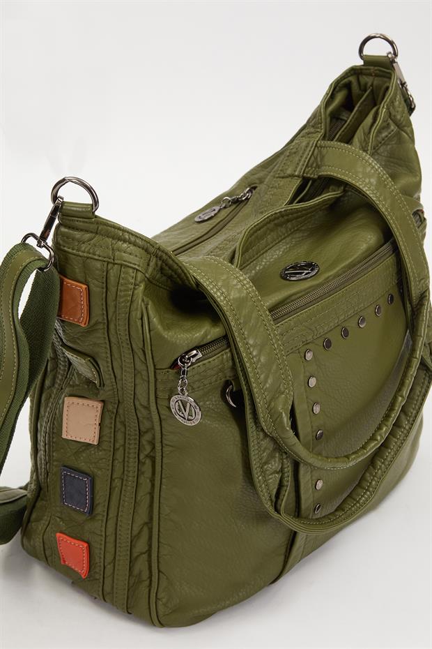 Yeşil Renk Detaylı Omuz Çantası