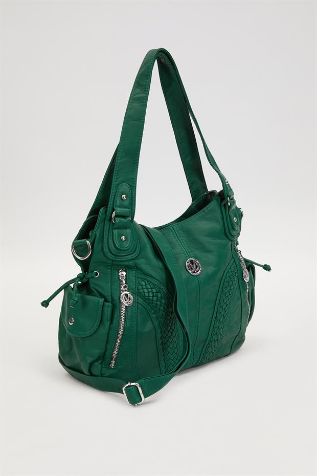 Yeşil Sırma Desen Omuz Çantası