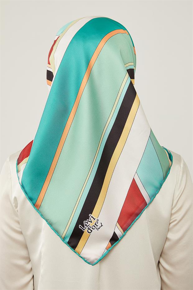 Zümrüt Yeşili Kalın Çizgili Eşarp