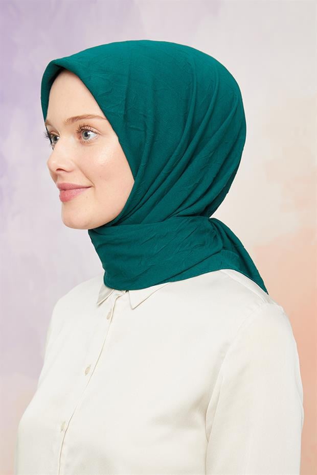 Zümrüt Yeşili Kraş Şifon Eşarp