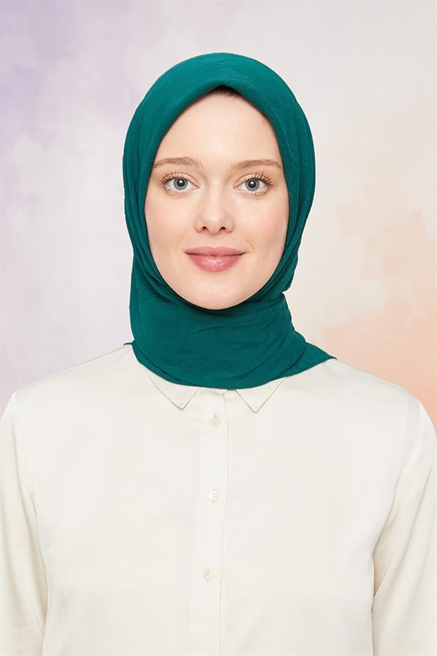 Zümrüt Yeşili Kraş Şifon Eşarp