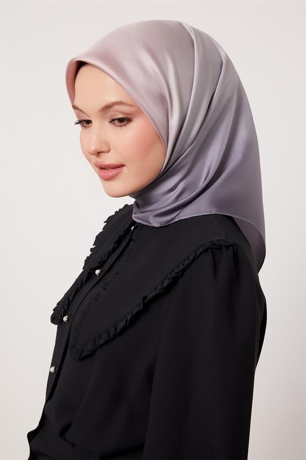 Leylak Geçişli Twill İpek Eşarp