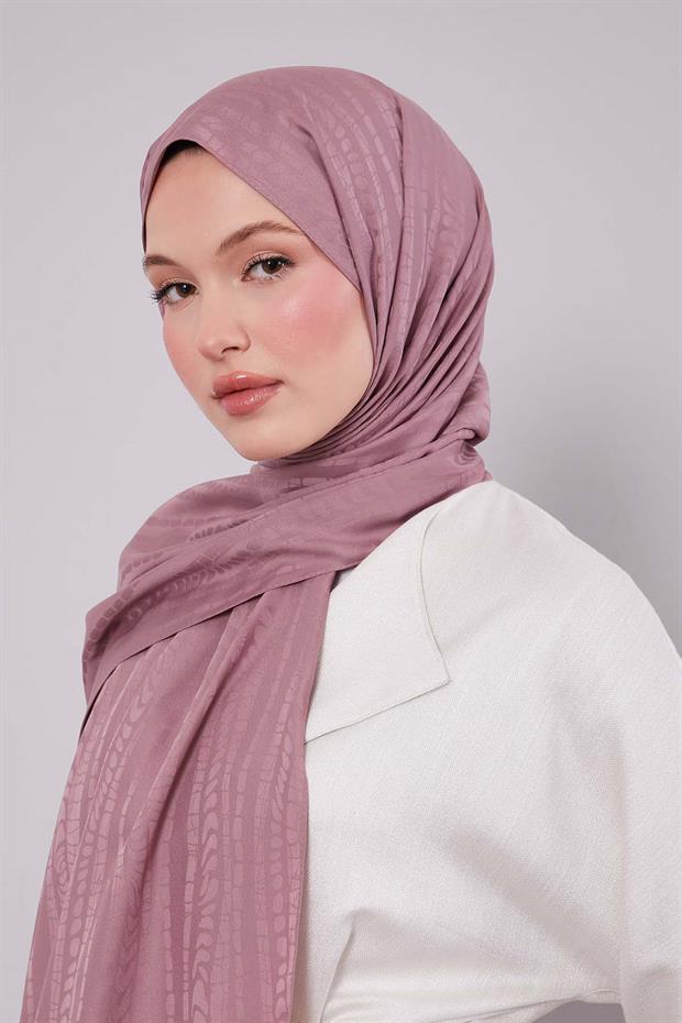 Leylak Karışık Şerit Desen Green Şal