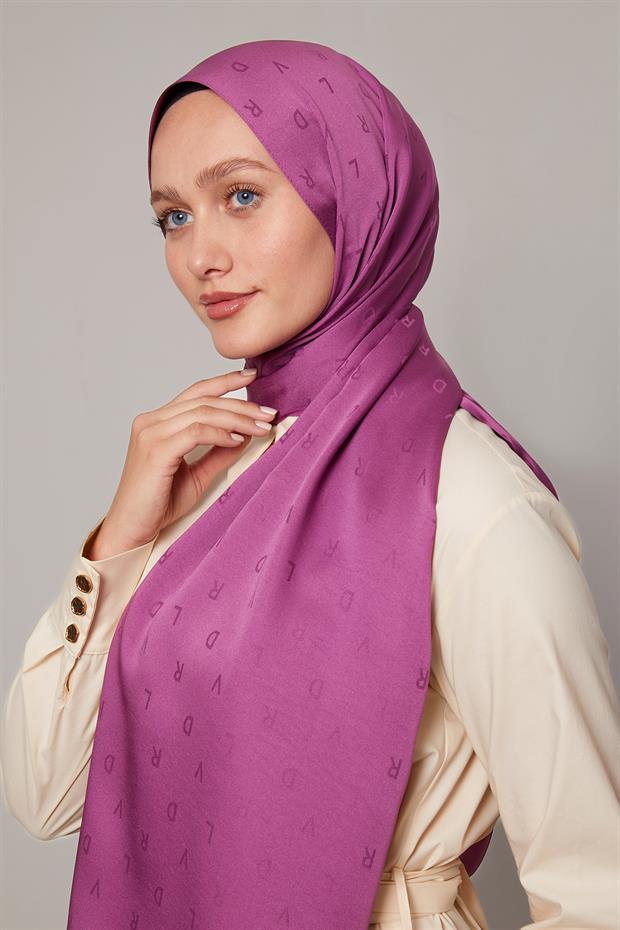 Leylak Mini LVD Baskılı Jakarlı Şal