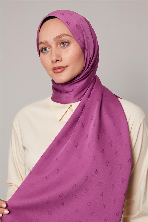 Leylak Mini LVD Baskılı Jakarlı Şal