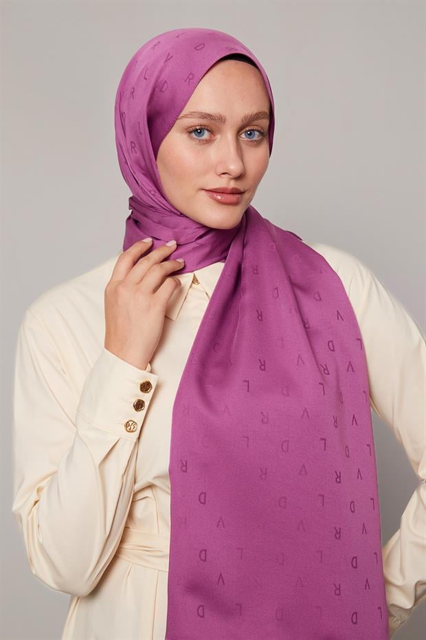 Leylak Mini LVD Baskılı Jakarlı Şal