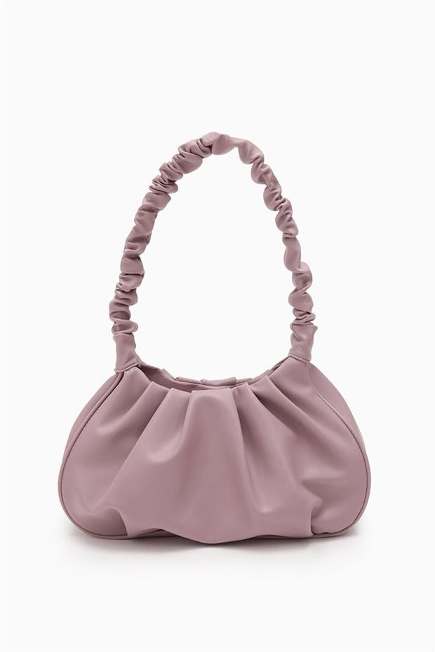 Lila Büzgü Askılı Omuz Çantası