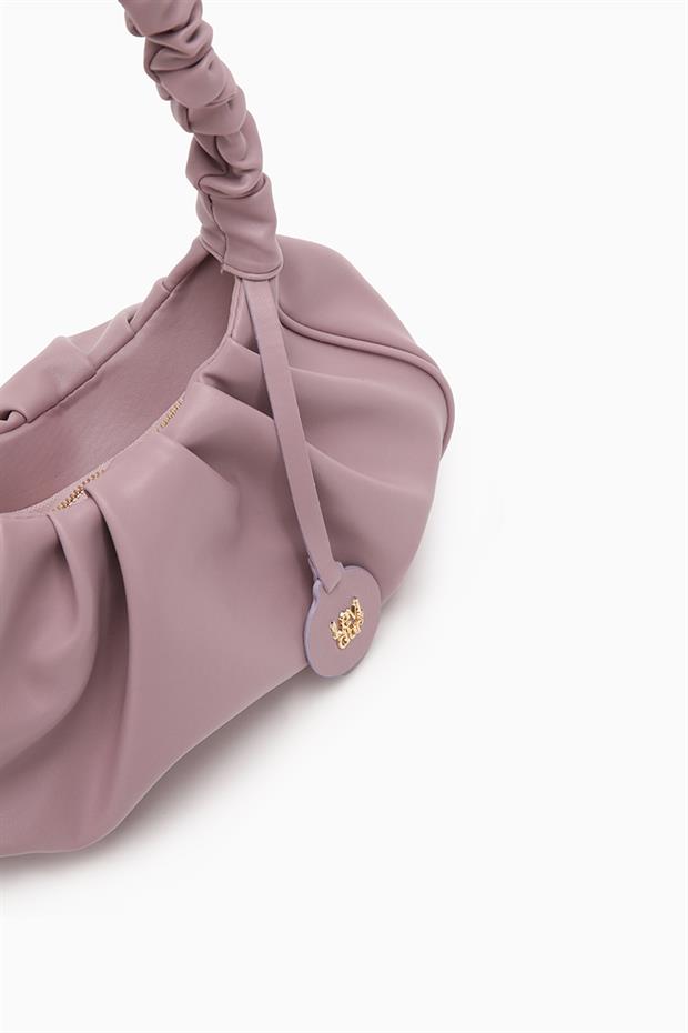 Lila Büzgü Askılı Omuz Çantası