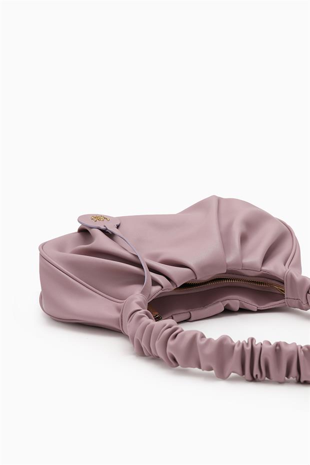 Lila Büzgü Askılı Omuz Çantası