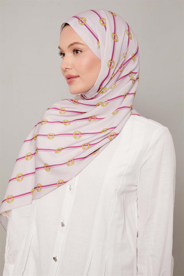 Lila Çizgili Halka Desen Club Şal