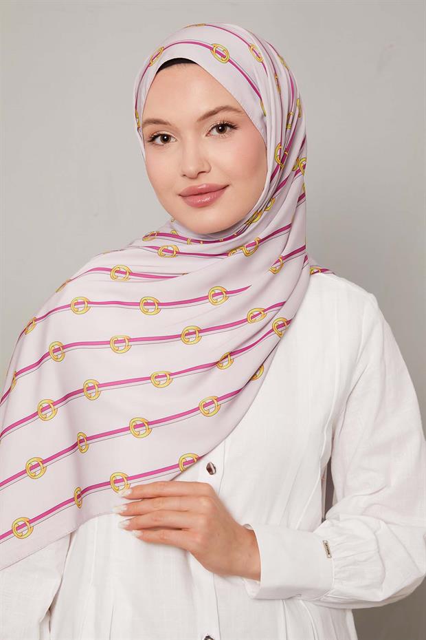 Lila Çizgili Halka Desen Club Şal