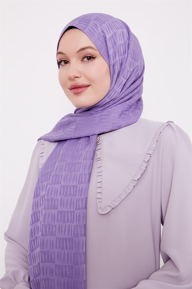 Lila Damla Desen Blue Jakar Şal