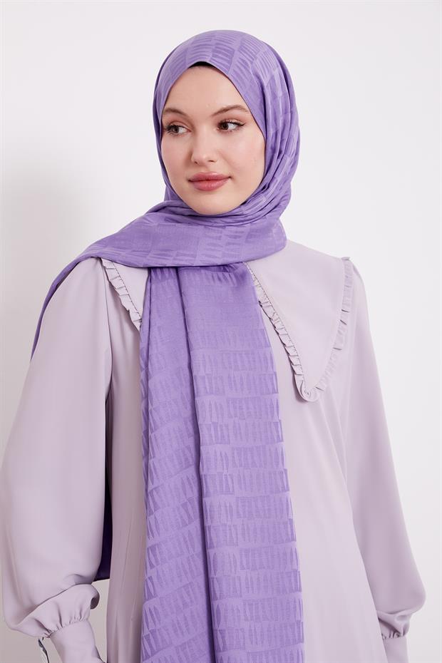 Lila Damla Desen Blue Jakar Şal