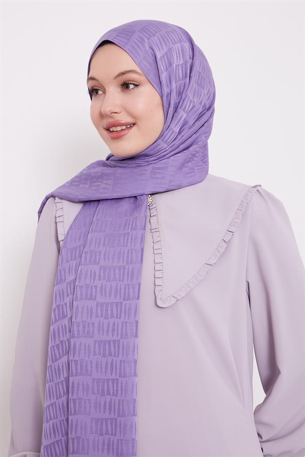 Lila Damla Desen Blue Jakar Şal