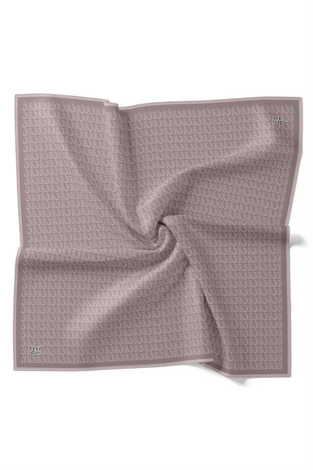 Lila El Yazısı Desen Twill İpek Eşarp